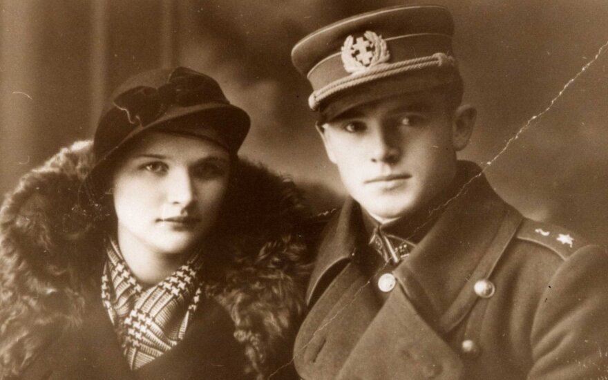 Captain Jonas Noreika - Genera Vėtra with his future wife c. 1936, Photo LGGRTC
