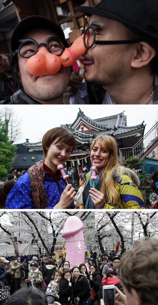 Japonai kasmet švenčia penio festivalį: tokių didelių falų žygiuojančių gatvėse nesate matę