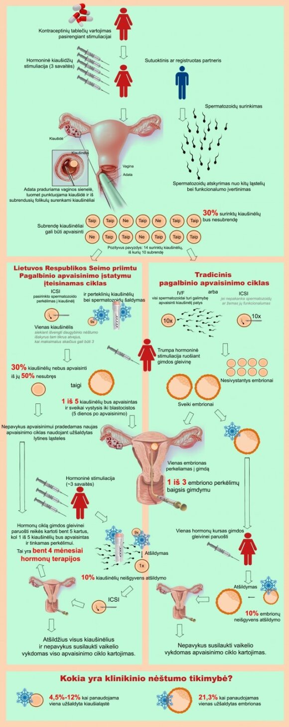 Infografikas dėl pagalbinio apvaisinimo