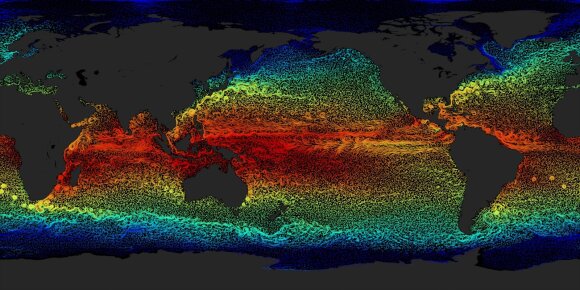 The currents of the oceans are beginning to change.  NASA Scientific Visualization Study illustr.