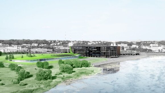 Construction of the Kaunas water sports center on Nemunas Island