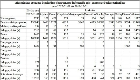 Priešgaisrinės apsaugos ir gelbėjimo departamento informacija apie gaisrus atvirosiose teritorijose