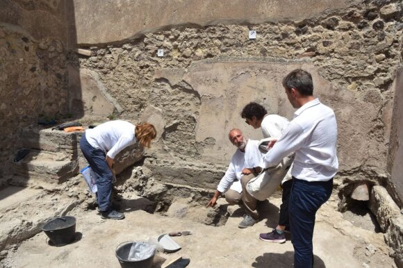 Pompėjoje atrasta vėžlio patelė, kuri taip ir nespėjo padėti vieno vienintelio kiaušinio. pompeiisites.org nuotr.