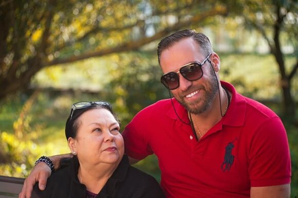 Andrius Kandelis with his mother