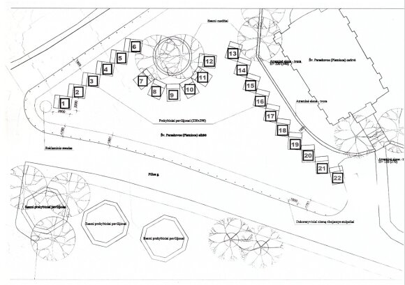 The current order of pavilions on Pilies Street