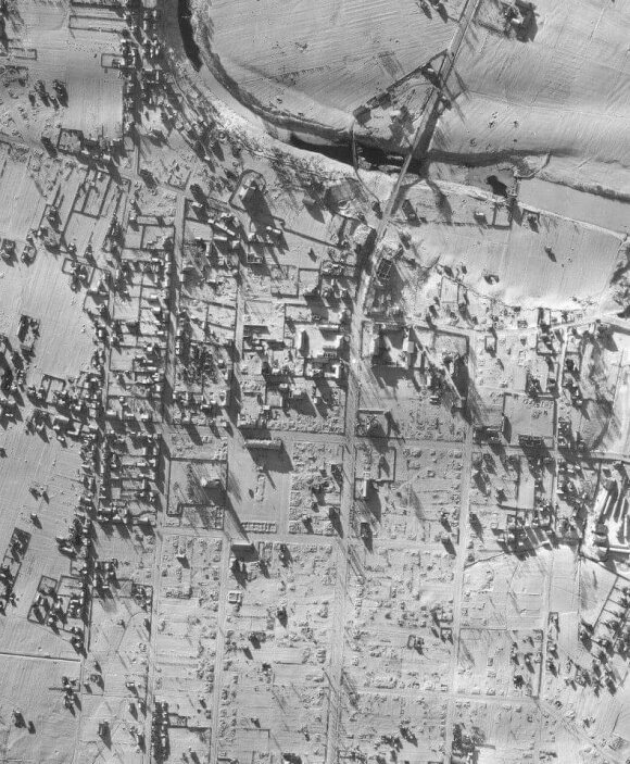 Sugriauta Tauragė. Vokiečių karinė žvalgybinė nuotrauka (apie 1944 m.)