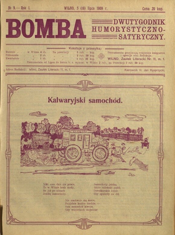 Karikatūra iš žurnalo „Bomba“. Šaltinis - Mokslų akademijos biblioteka