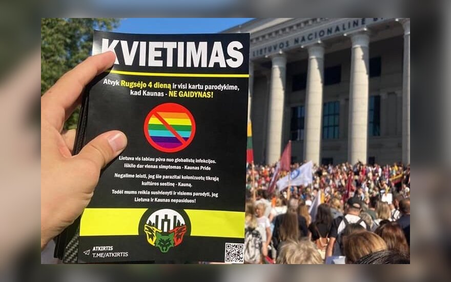 Kvietimas protestuoti prieš LGBTQ+ eitynes „Kaunas Pride“