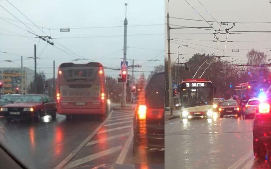 Keista autobuso ir "Audi" avarija Vilniuje. "Reidas Vilniuje" nuotr.