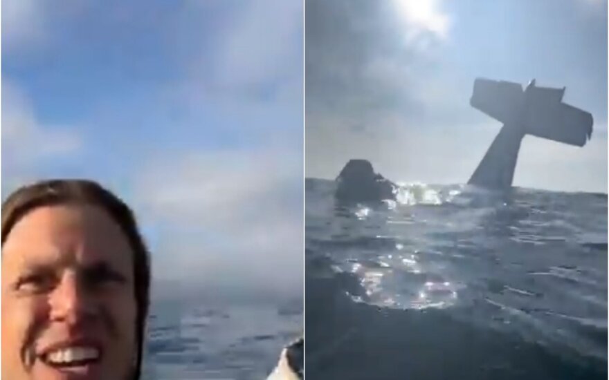 Visiška beprotybė: pilotas nufilmavo, kaip skęsta jo lėktuvas
