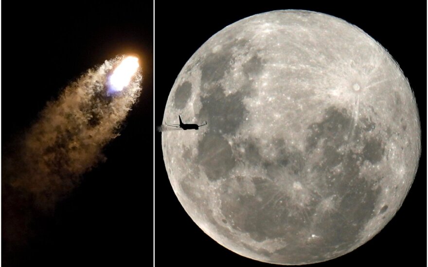 SpaceX raketos dalis trenksis į Mėnulį. Scanpix/Koliažas.