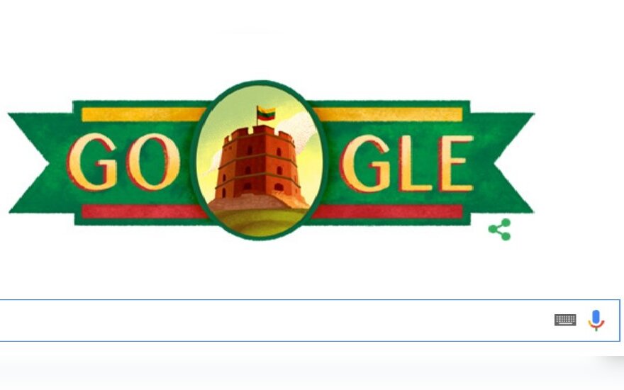 Google congratulates Lithuania with Gediminas Castle logo on February 16