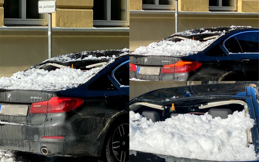 Kas turi atlyginti žalą po to, kai automobilį sumaitojo ant jo užkritęs sniegas