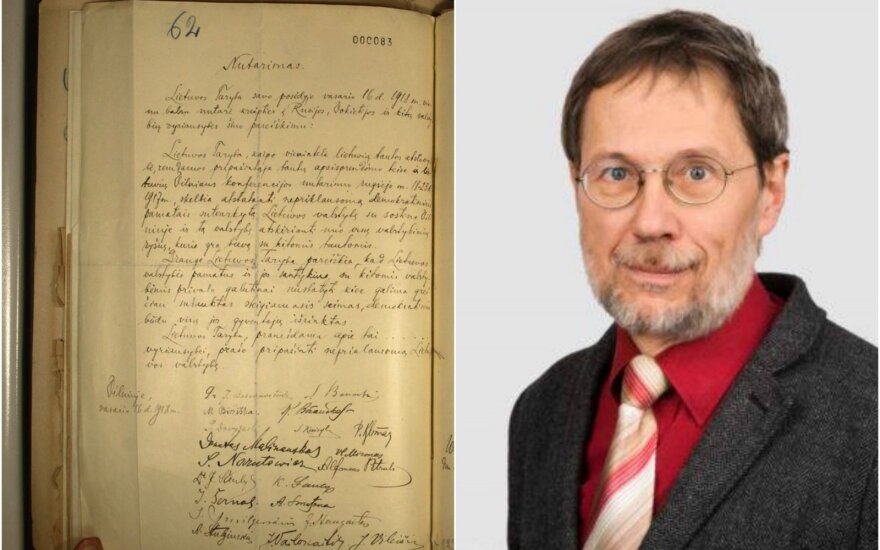 The original copy of Lithuania's Act of Independence of 1918 in Germany's archives and Prof Mažylis