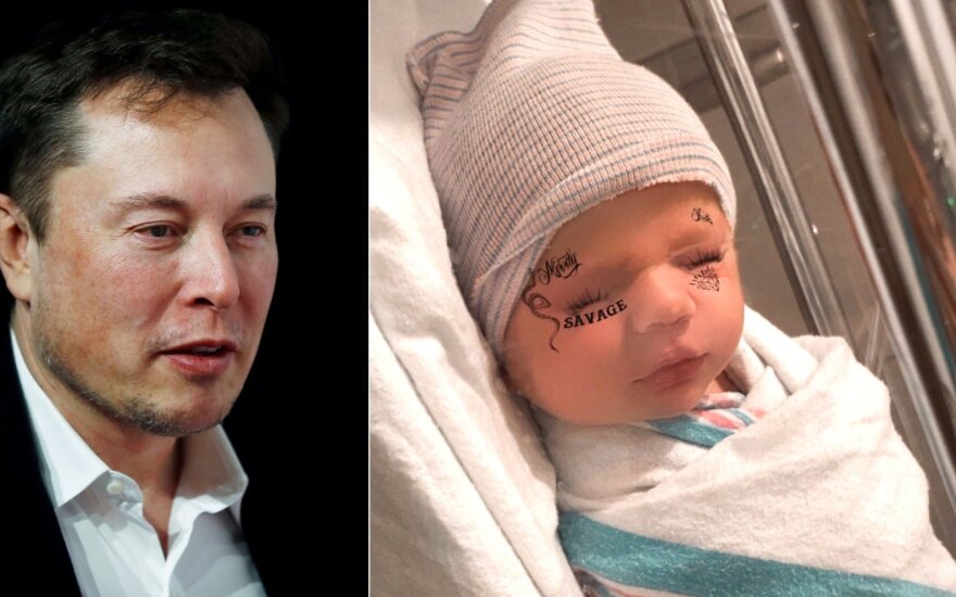 Elonas Muskas ir jo naujagimis sūnus /Foto: Reuters, Twitter