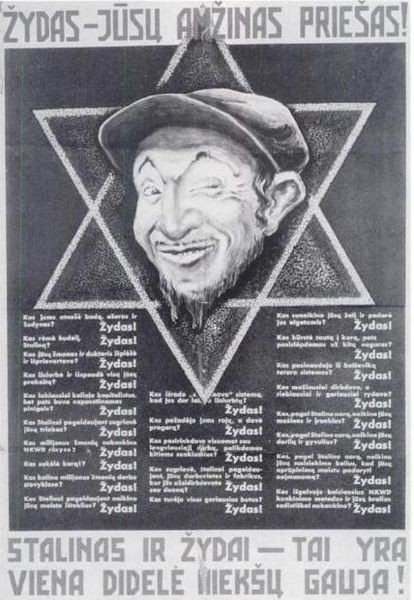 Anti-Semitic poster, photo from the Lithuanian State Historical Archive.